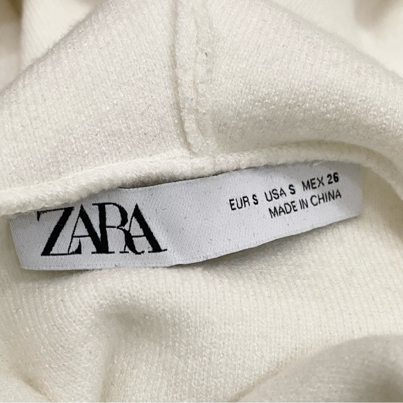 ZARA Ivory White Knit Cropped Hoodie Sweater Size S - Picture 7 of 8